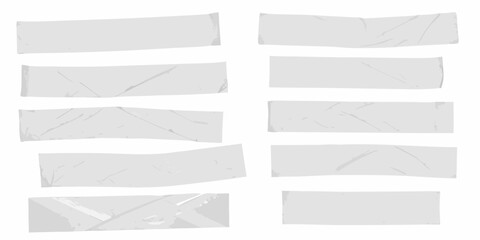 Fototapeta premium Crumpled Adhesive Tape Strips Collection Realistic Vector Illustration On White Background tapes sticky