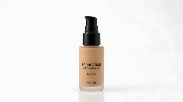 Liquid foundation bottle isolated. Cosmetic makeup product for skin tone correction.