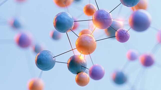 Abstract molecular structure with glowing spheres connected by lines