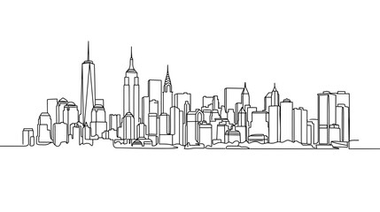 Fototapeta premium Minimalist Cityscape Line Art Drawing
