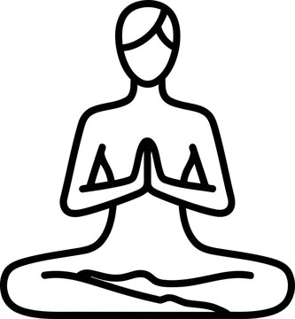 Meditating Person Silhouette, Lotus Pose, Namaste Hands, Calm Mind Icon