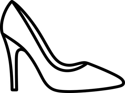 Elegant high heel shoe outline, fashion footwear symbol, vector illustration