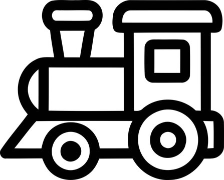 Simple Line Art Icon of a Classic Toy Train