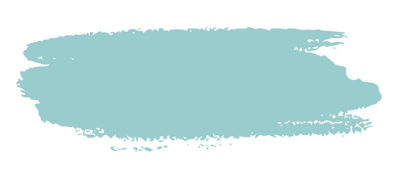Brush stroke abstract features a creative light blue paint texture block. Grungy ink stain layout element isolated on a plain background for modern artistic border banner decoration clip art.