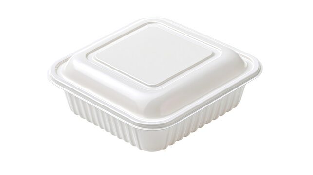 White clamshell container isolated on transparent background PNG element