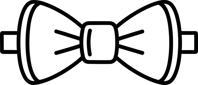Elegant bow tie icon, simple line art, formal accessory symbol, festive or business attire