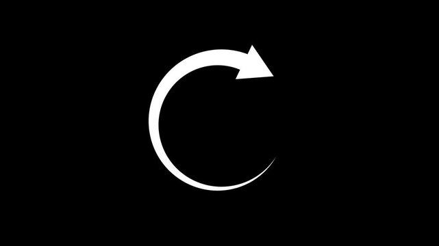 Loading circle animation, Animation spinning load icon with alpha layer black background, waiting for download. Arrow loading