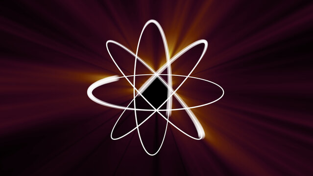 Glowing Atom Light Trails on Dark Abstract Background