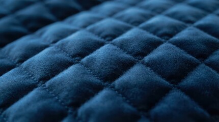 Obraz premium Textured close-up of elegant deep blue quilted velvet fabric showing a diam
