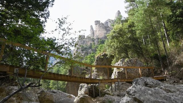 Breathtaking El Parrizal de Beceite River Canyon with Wooden Walkways, Arag&oacute;n, Spain