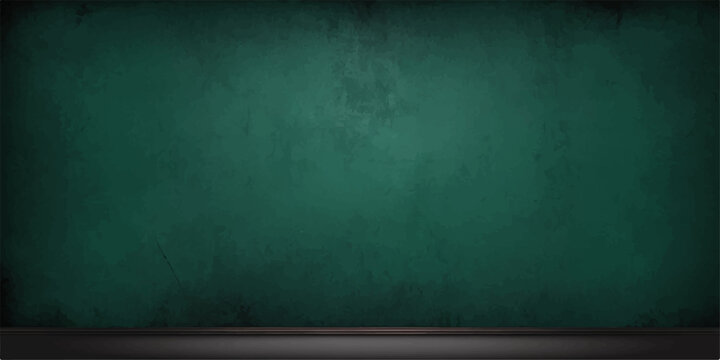 Vintage Green Chalkboard on Old Wall with Wooden Frame Grunge Classroom Blackboard Texture Background for Education Design