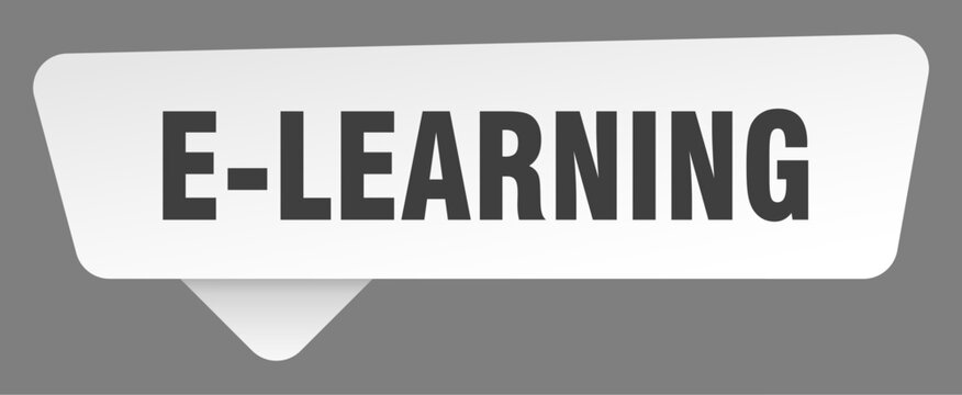 e-learning sign. e-learning white sticker isolated on gray background