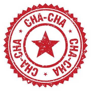 cha-cha red grunge round stamp. cha-cha stamp