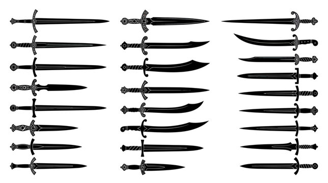 Collection of Historical Swords and Daggers Silhouette
