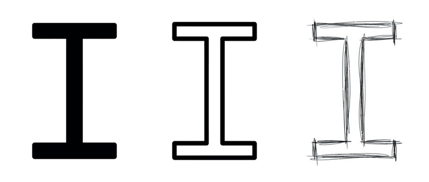 Industrial steel beam icons for construction engineering and architectural design planning