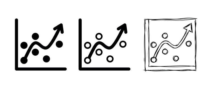 Statistical data visualization icons for business analytics and financial performance tracking applications