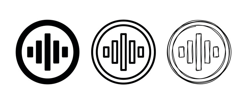 Audio frequency wave icons for digital music production and sound engineering software interface design