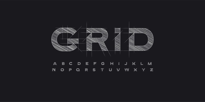 Architect Font Logo Alphabet Blueprint Letter Set Modern Typography, Creative Typographic Design for Architectural Title Text, Technical Project Headline and Logotype, Contour Fonts. Vector Typeface