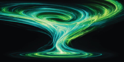 Abstract green and blue swirling energy vortex tornado with abstract background mystical particle rotation electric movement © Muhammad