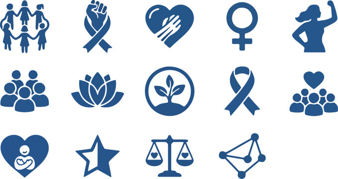 Blue Icons Representing Social Justice and Equality