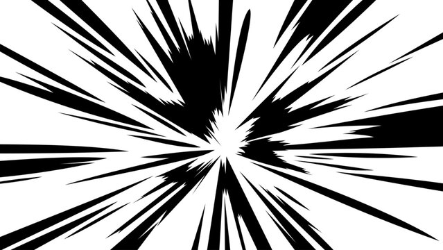 Explosive manga speed lines converging into a bright impact point, creating powerful comic action, anime energy burst, motion effect, and dramatic radial background. Isolated vector illustration.
