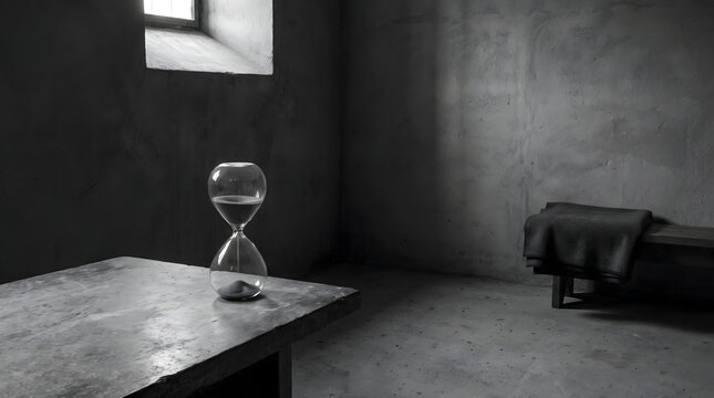 Conceptual hourglass representing time passing in isolation