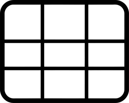 Grid layout icon, 3x3 table symbol