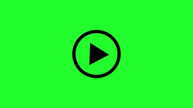plays button icon animation. Simple white play button icon animation on black background. Press to play. On black background .Video, play button icon.