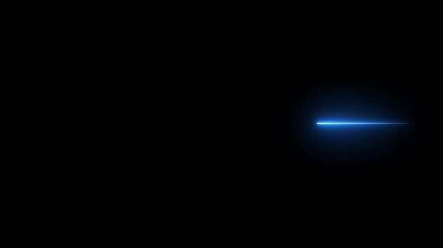 glowing blue neon Straight neon lazer animation of horizontal line on alpha background, straight neon lazer line, on alpha transparent background