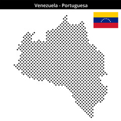 Fototapeta premium Map of Venezuela region Portuguesa in medium sized cross shaped dots