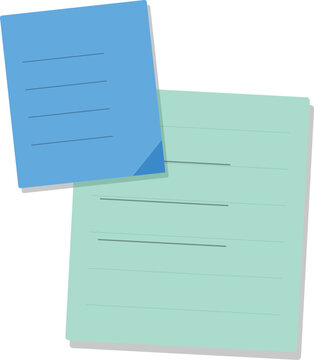 Blue and light green paper sticky notes with lines for writing reminders on a flat surface