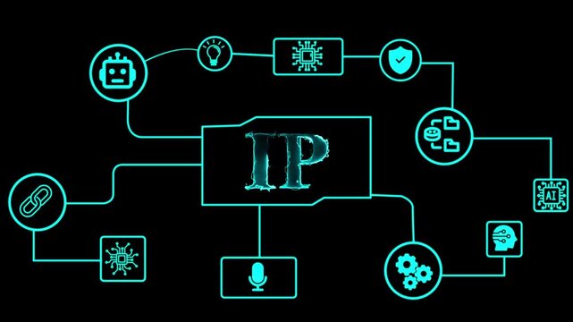 IP address network connection concept. Digital data transfer and cyber security technology.