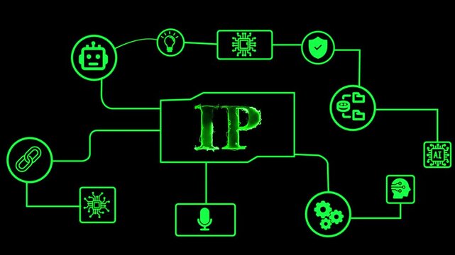 IP address network connection concept. Digital data transfer and cyber security background.
