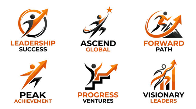 Collection of professional business success and leadership achievement logo designs