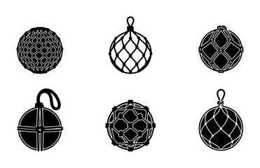 Nautical Buoys, Fishing Floats, Marine Markers Vector Icons Set, Maritime Symbols Collection © Anjali