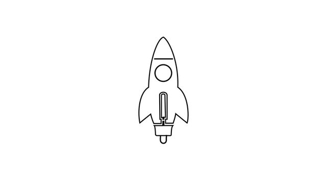 Rocket liner icon animation on a transparent background. 4K. animation video.