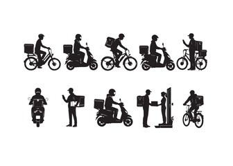 Obraz premium silhouettes of delivery boy, 10 silhoutte pack