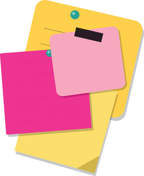Colorful sticky notes and paper pads layered together for office organization and reminder tasks
