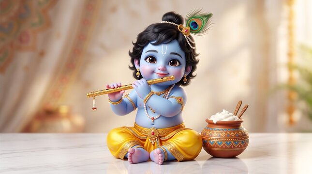 festival of happy shree krishna janmashtami abstract design background