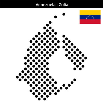 Map of Venezuela region Zulia in larger cross shaped dots