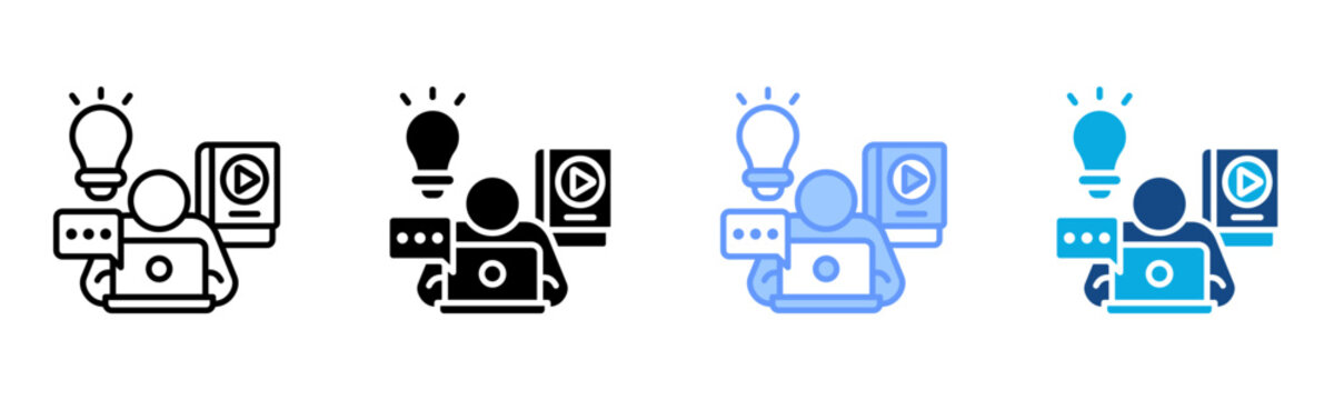 Study Icon Multiple Style Vector Illustration
