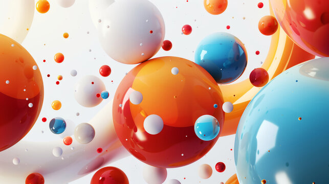Colorful abstract spheres floating in a vibrant space.
