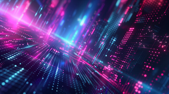 Vibrant abstract data stream visualization in blue and pink.