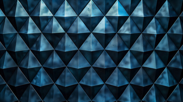 Abstract blue pyramid patterned background.