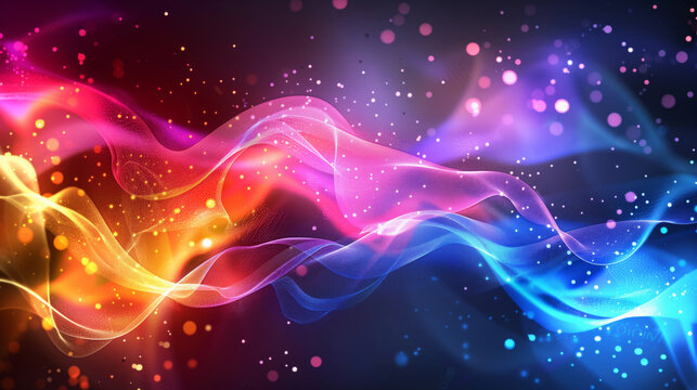 Vibrant abstract background of colorful flowing waves.