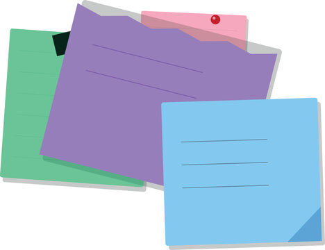 Colorful adhesive sticky notes stacked together for office work and reminders in a simple style