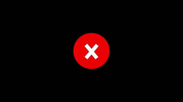 Cross mark in red circle with white cross represents rejection. Suitable for illustrating denied, canceled, or failed concepts professionally. 4k video