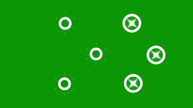 Circle burst animation with brief expansion alpha channel, 4k resolution circle transitions in  pop up, line blast movement of modern fireworks on green background