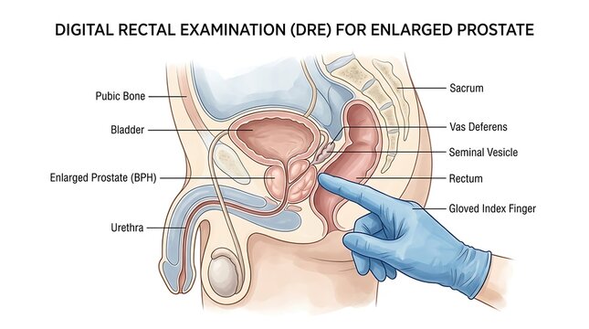 Digital rectal examination procedure for enlarged prostate medical chart