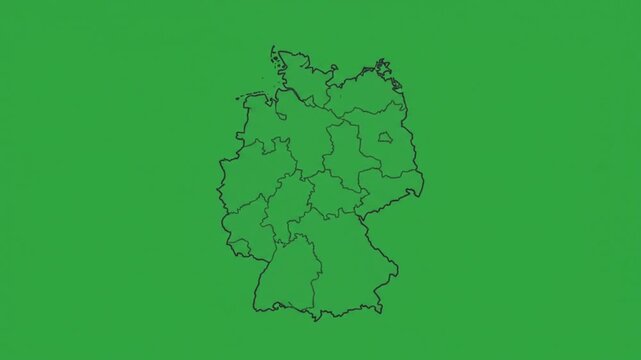 Map of germany featuring saxony state boundaries on green background
